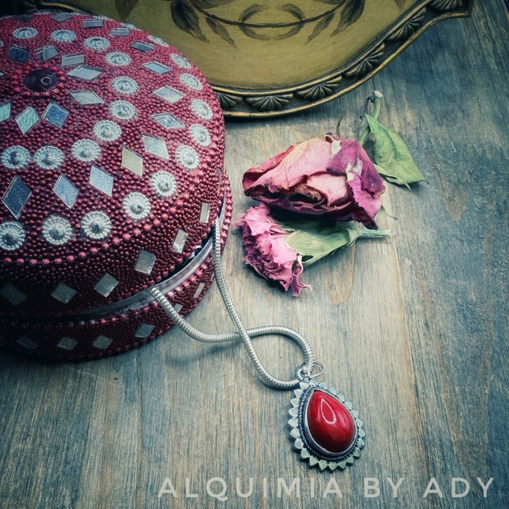 Silver and Red Turquoise + HEIRLOOM + Pendant Necklace